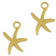 Bedels van Stainless steel Roestvrij staal (RVS) starfish Gold