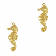 Bedels van Stainless steel Roestvrij staal (RVS) seahorse Gold