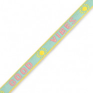 Tekstlint "good vibes" Turquoise-pink-yellow