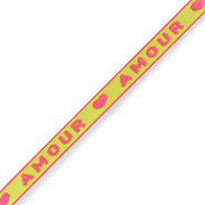 Tekstlint "amour" Neon green-pink