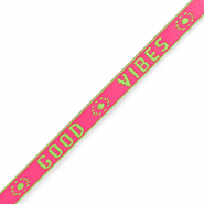 Tekstlint "good vibes" Neon pink-green