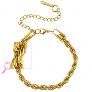 Armbanden van Stainless steel Roestvrij staal (RVS) twisted Gold