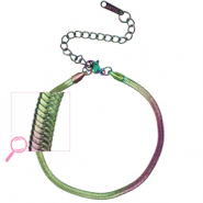 Armbanden van Stainless steel Roestvrij staal (RVS) snake Purple green-AB coating