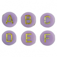 Acryl letterkralen mix Purple-gold