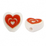 Acryl letterkralen heart White-red