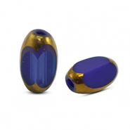 Glaskralen ovaal facet Royal blue-gold