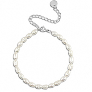 Armbanden van Stainless steel Roestvrij staal (RVS) pearls Silver