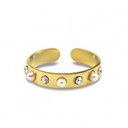 Ringen van Stainless steel Roestvrij staal (RVS) pearls Gold