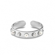 Ringen van Stainless steel Roestvrij staal (RVS) pearls Silver