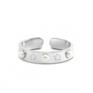 Ringen van Stainless steel Roestvrij staal (RVS) pearls Silver