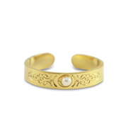 Ringen van Stainless steel Roestvrij staal (RVS) pearls Gold