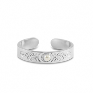 Ringen van Stainless steel Roestvrij staal (RVS) pearls Silver