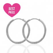 Oorbellen van Stainless steel Roestvrij staal (RVS) creolen 17mm Silver