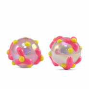 Kralen van acryl dots Pink-yellow