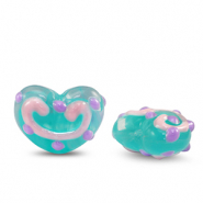 Kralen van acryl heart Green-purple