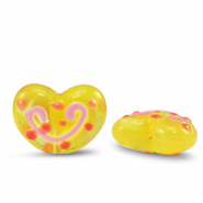 Kralen van acryl heart Yellow-pink