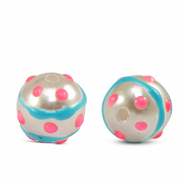 Kralen van acryl dots Pearl-blue pink
