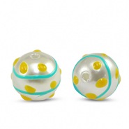 Kralen van acryl dots Pearl-blue yellow