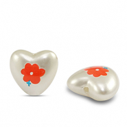 Kralen van acryl heart Pearl-white