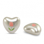 Kralen van acryl heart Pearl-white