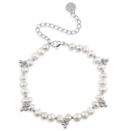 Armbanden van Stainless steel Roestvrij staal (RVS) pearls Silver