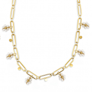 Kettingen van Stainless steel Roestvrij staal (RVS) pearls Gold