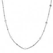 Kettingen van Stainless steel Roestvrij staal (RVS) flower Silver