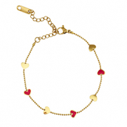 Armbanden van Stainless steel Roestvrij staal (RVS) hearts Gold