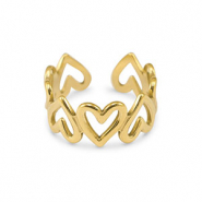 Ringen van Stainless steel Roestvrij staal (RVS) heart Gold