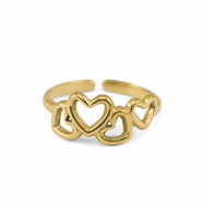 Ringen van Stainless steel Roestvrij staal (RVS) heart Gold