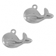 Bedels van Stainless steel Roestvrij staal (RVS) whale Silver