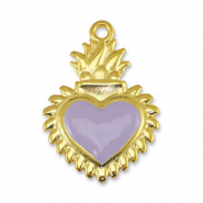 Metaal bedels DQ heart Lilac-Goud (nikkelvrij)