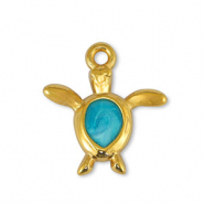 Metaal bedels DQ turtle Pearl Turquoise-Goud (nikkelvrij)