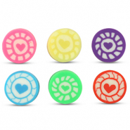 Polymeer kraal rond heart Multicolour