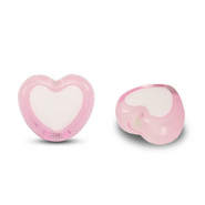 Acryl kralen heart Light pink-white