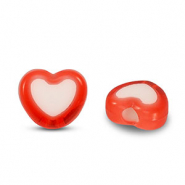 Acryl kralen heart Red-white