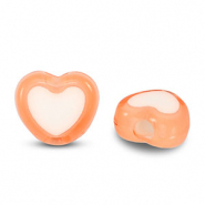 Acryl kralen heart Orange-white