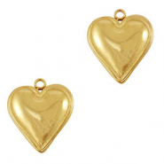 Bedels van Stainless steel Roestvrij staal (RVS) heart Gold