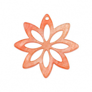 Hangers van resin flower Coral red