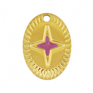 Bedels van Stainless steel Roestvrij staal (RVS) oval star Gold-purple