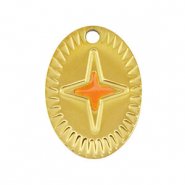 Bedels van Stainless steel Roestvrij staal (RVS) oval star Gold-orange