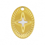 Bedels van Stainless steel Roestvrij staal (RVS) oval star Gold-white