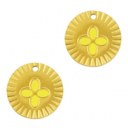 Bedels van Stainless steel Roestvrij staal (RVS) round flower Gold-yellow