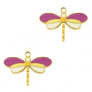 Bedels van Stainless steel Roestvrij staal (RVS) dragonfly Gold-purple