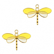 Bedels van Stainless steel Roestvrij staal (RVS) dragonfly Gold-yellow