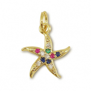 Brass TQ metaal bedels starfish Gold-multicolor