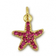 Brass TQ metaal bedels starfish Gold-magenta