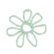 Hangers van raffia flower 55mm Mint green