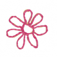 Hangers van raffia flower 55mm Fuchsia
