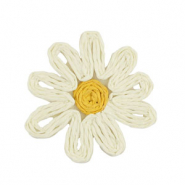 Hangers van raffia flower 50mm White